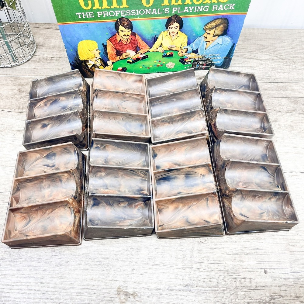 Vintage Pacific Game Co Chip-O-Racks Set of 8 Marbleized Poker Chip Trays 2075